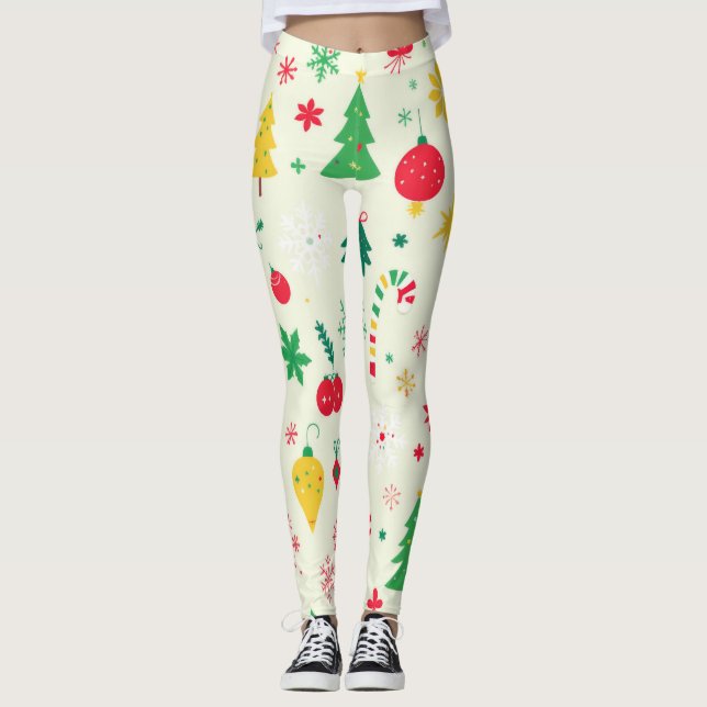 Festive Christmas Pattern Leggings (Front)