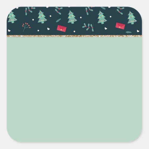 Festive Christmas Pattern on pastel green Square Sticker