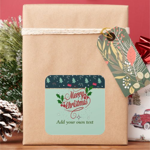 Festive Christmas Pattern TEMPLATE Square Sticker