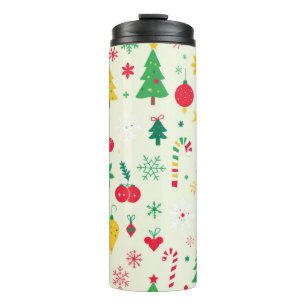 Festive Christmas Pattern Thermal Tumbler