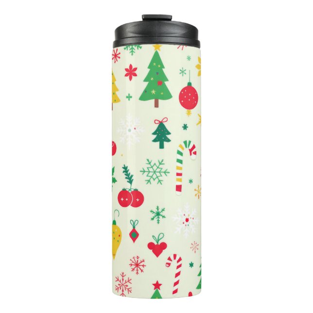 Festive Christmas Pattern Thermal Tumbler (Front)