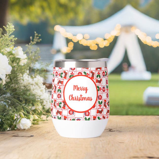 Festive Christmas pattern Thermal Wine Tumbler (Wedding)