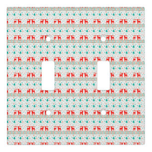 Festive Christmas Pattern with Reindeer Light Switch Cover