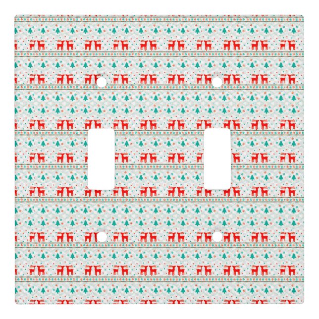 Festive Christmas Pattern with Reindeer Light Switch Cover (Front)