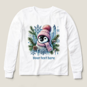 Festive Christmas penguin customizable girls Tri-Blend Shirts