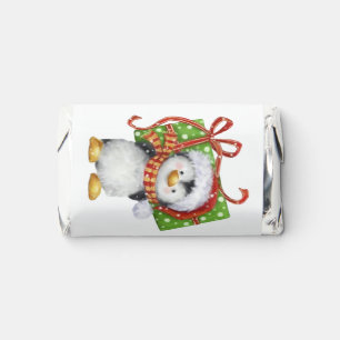 Festive Christmas Penguin with Gift - Holiday Deco Hershey's Miniatures