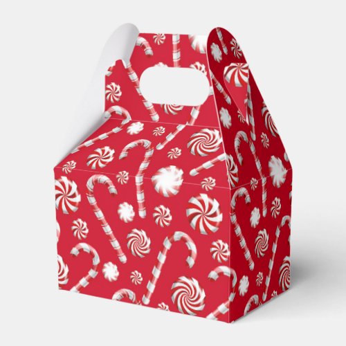 festive Christmas peppermint candy tiled pattern  Favor Boxes