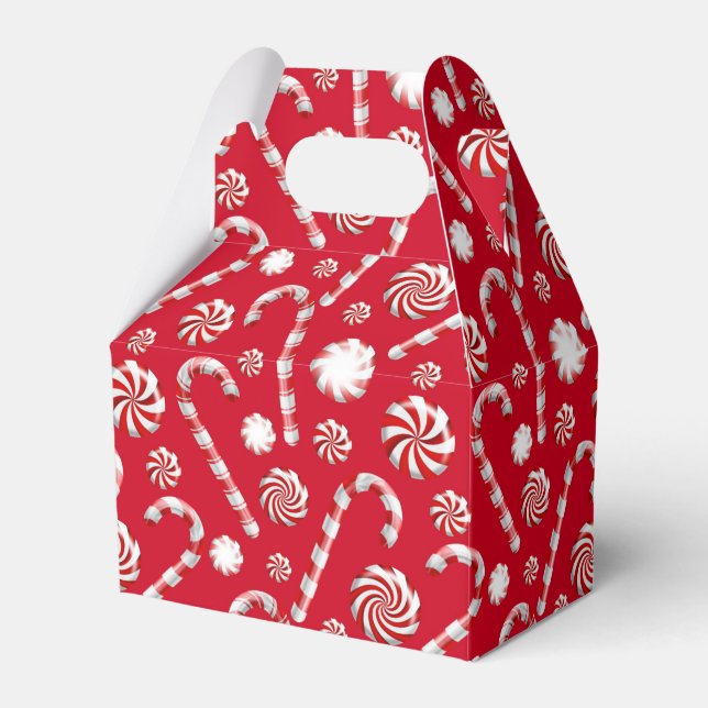 festive Christmas peppermint candy tiled pattern  Favor Boxes (Front Side)