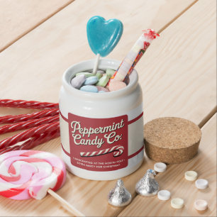 Festive Christmas peppermint company Candy Jar