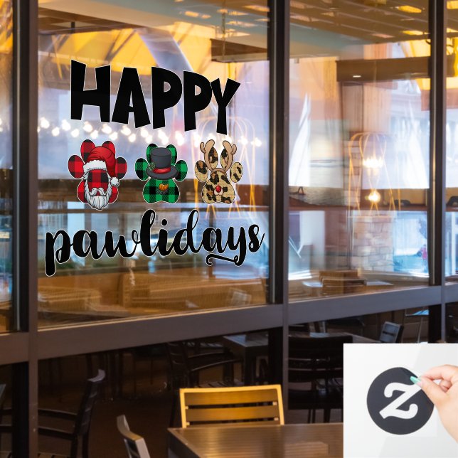 festive Christmas pet shop word art Window Cling (Restaurant Window)