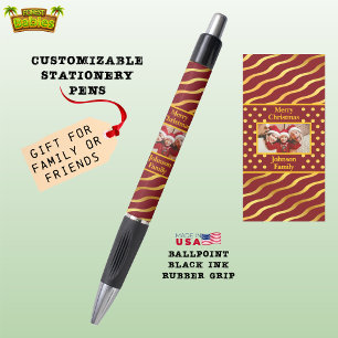 Festive Christmas Photo Gift, Xmas Red & Gold Pen