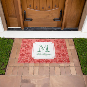 Festive Christmas Pineapple Ornaments Monogram Doormat