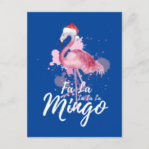 Festive Christmas pink flamingo Holiday Postcard