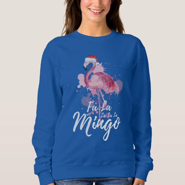 Festive Christmas pink flamingo Sweatshirt (Front)