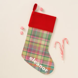 Festive Christmas Plaid Cute Preppy Holiday Custom Christmas Stocking