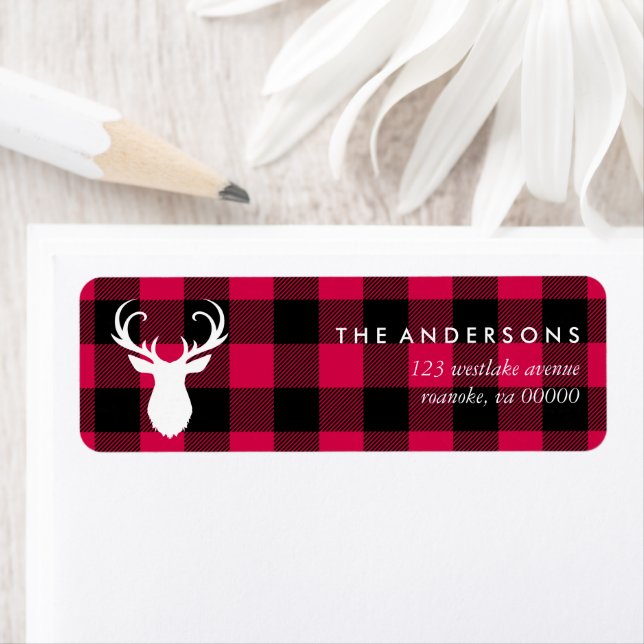 Festive Christmas Plaid Pattern Label (Insitu)