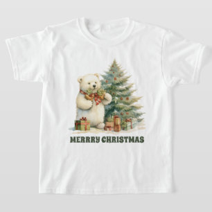 Festive Christmas polar bear add text T-Shirt