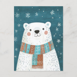 Festive Christmas Polar Bear Greeting Card
