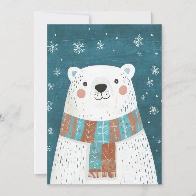 Festive Christmas Polar Bear Greeting Card (Front)