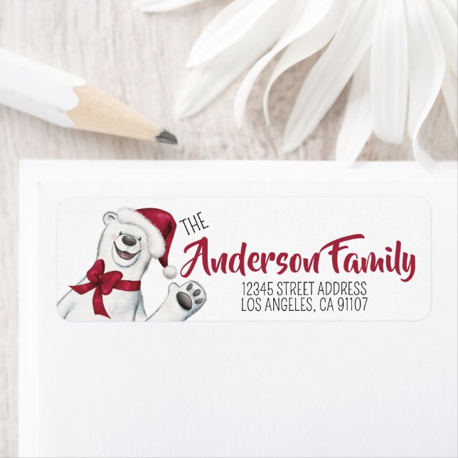 Festive Christmas Polar Bear Label (Insitu)