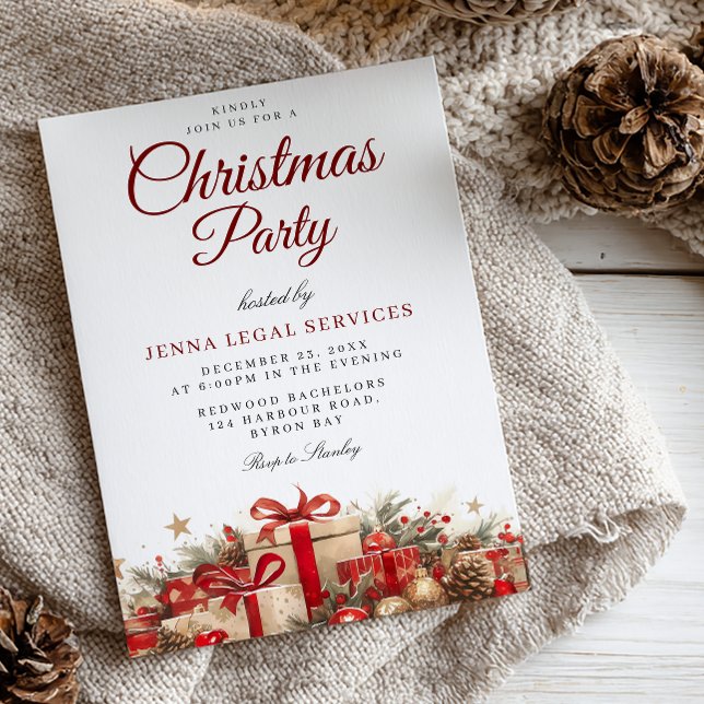 Festive Christmas Presents Corporate Xmas Party  Invitation (Creator Uploaded)