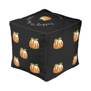 Festive Christmas Pudding Dice Pouf
