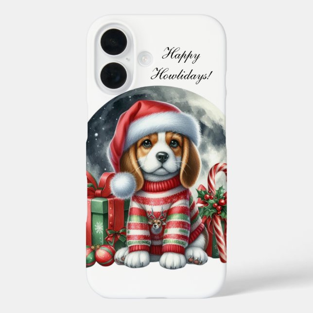 Festive Christmas puppy customizable Case-Mate iPhone Case (Back)