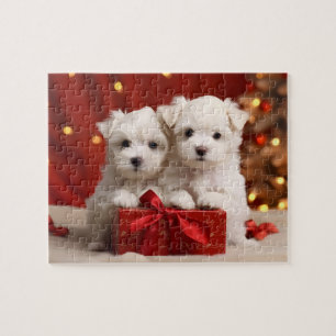 Festive Christmas Puppy Duo Jigsaw Puzzle