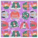 Festive Christmas purple sweater pattern Santa  Fabric