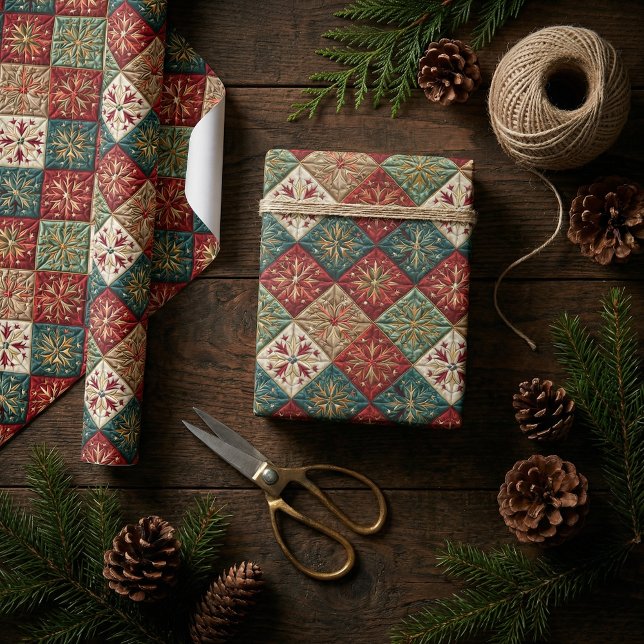  Festive Christmas Quilted Pattern Wrapping Paper (Creator Uploaded)