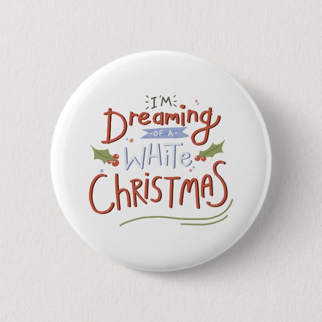 Festive Christmas quote sticker, typography design Button (Front)