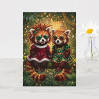 Festive Christmas Raccoon Jungle Friends Card