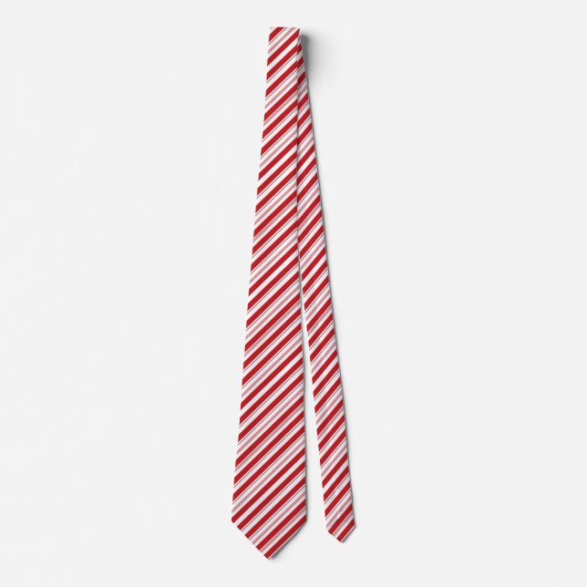 Festive Christmas Red and White Striped Candy Cane Tie (Front)