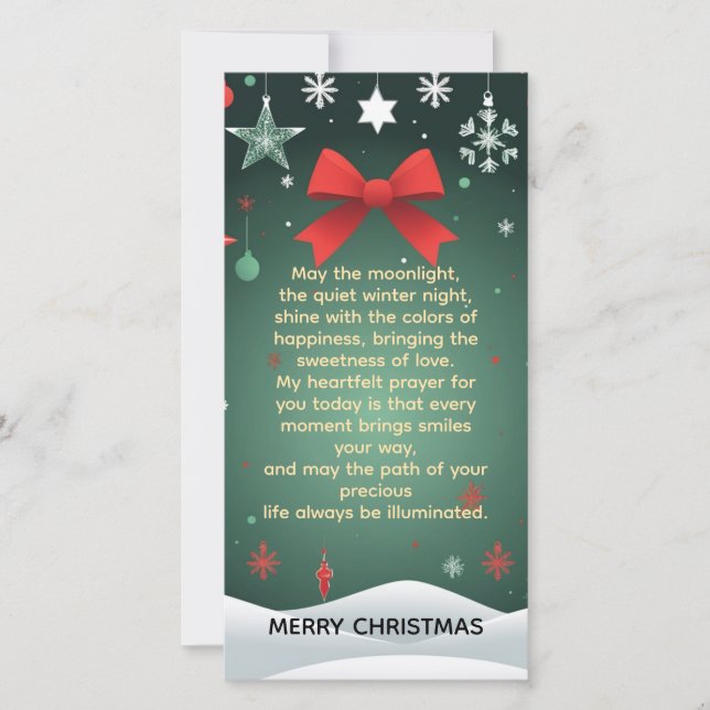 Festive Christmas Red Bow, Snowflakes & Winter  Card (Front)