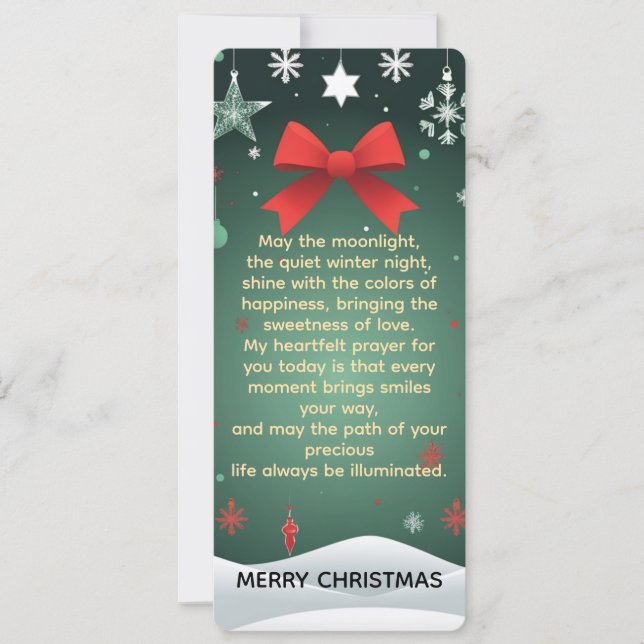 Festive Christmas Red Bow, Snowflakes & Winter  Card (Front)