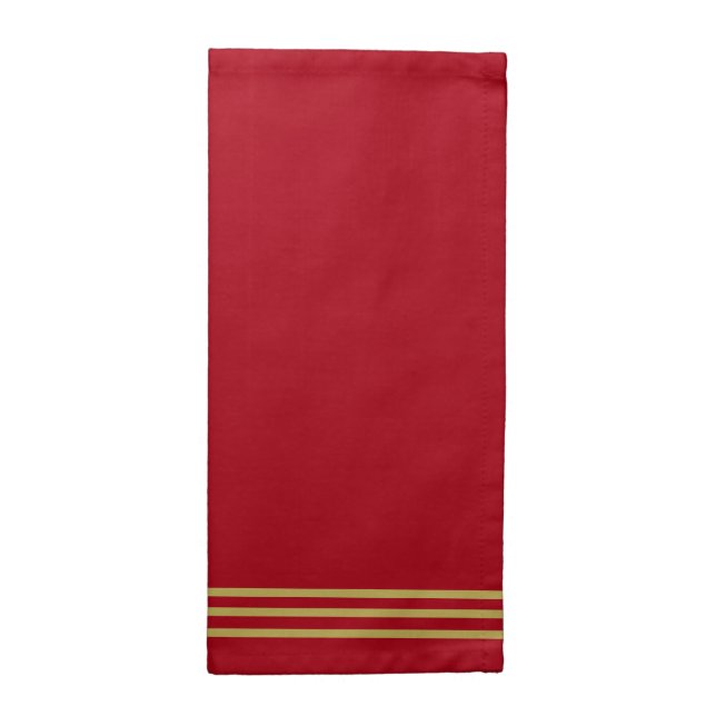 Festive Christmas Red Gold Stripes Cloth Napkin (Half Fold)