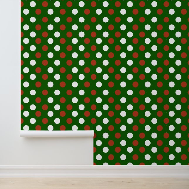 Festive Christmas red green polka dots  Wallpaper (Application)