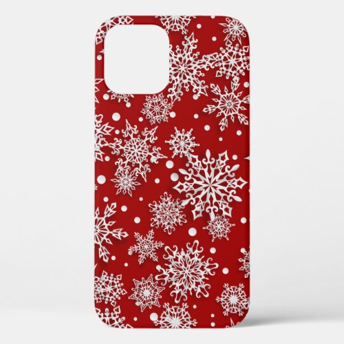 festive Christmas red snowflake pattern iPhone 12 Pro Case