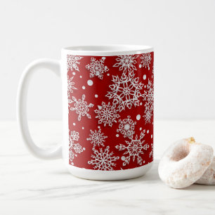 festive Christmas red snowflakes pattern Coffee Mug