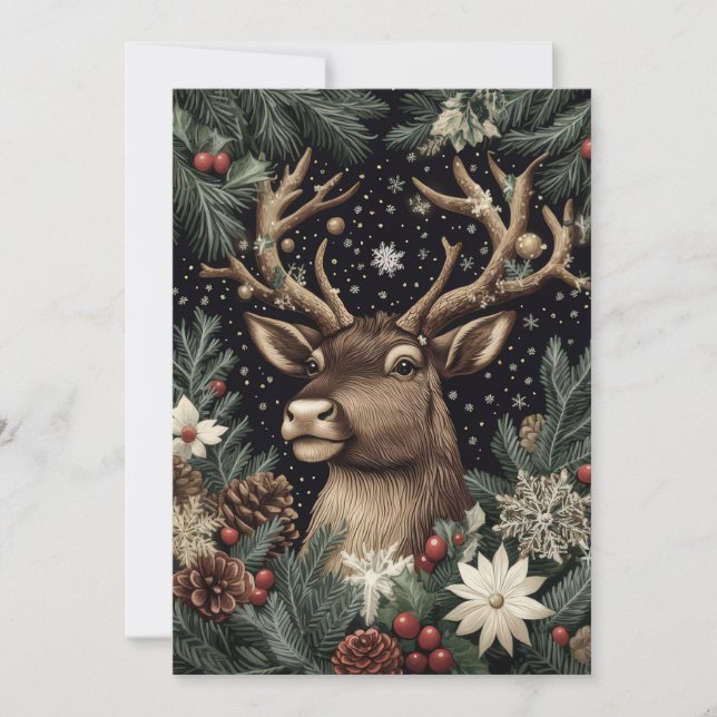Festive Christmas Reindeer Greeting Card (Front)