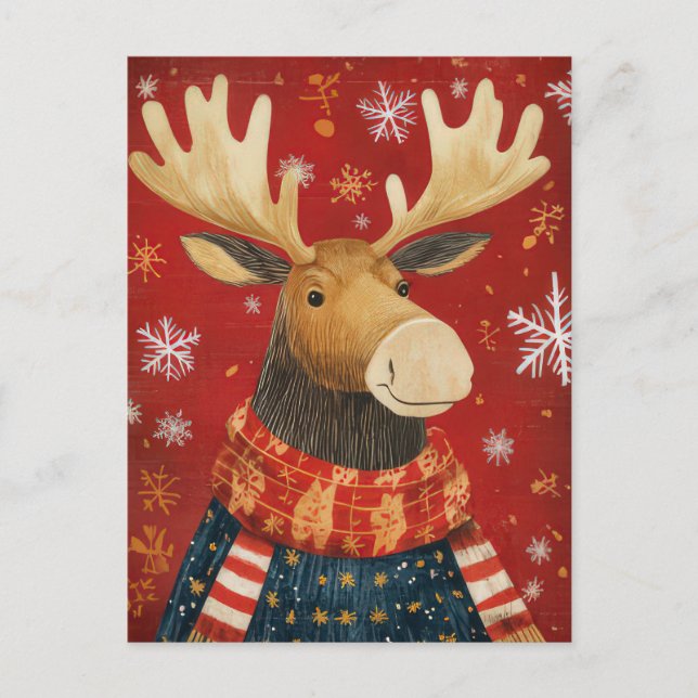 Festive Christmas Reindeer Greeting Card (Front)