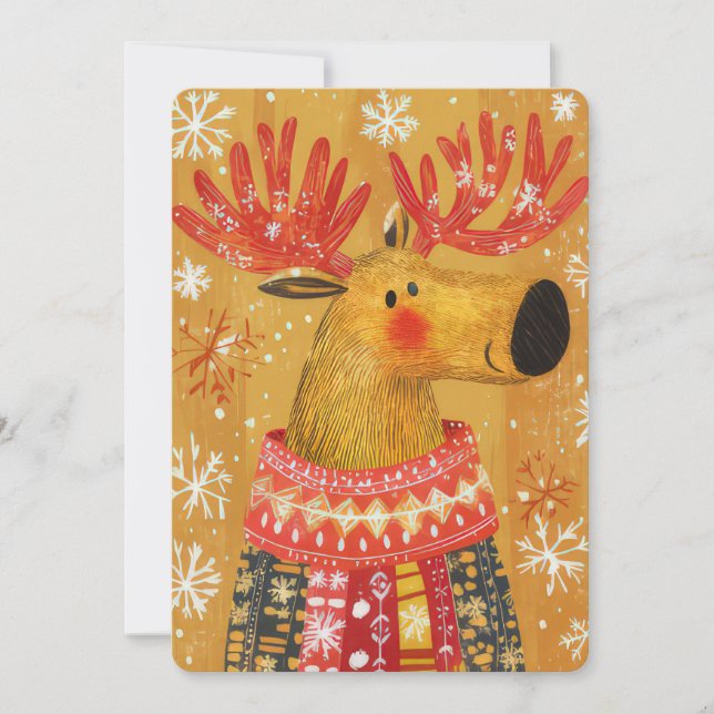 Festive Christmas Reindeer Greeting Card (Front)