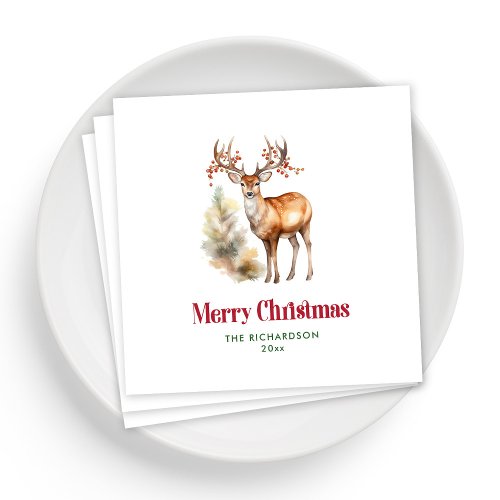 Festive Christmas Reindeer Napkins for Party Favor