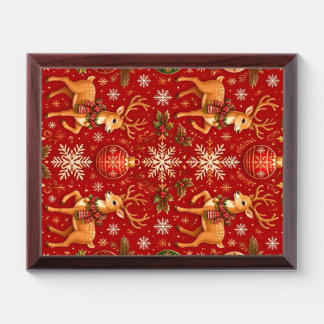 Festive Christmas Reindeer & Ornaments Pattern – T Award Plaque