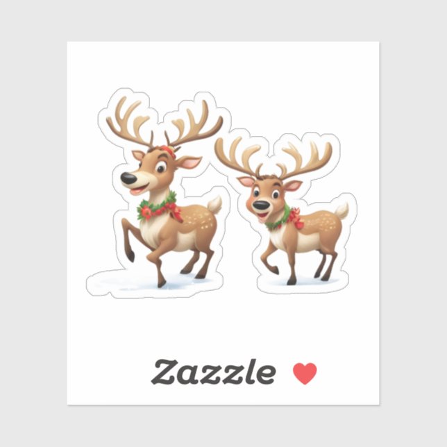 Festive Christmas Reindeer Sticker (Sheet)