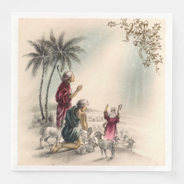 Festive Christmas Religious party Paper Dinner Napkins (Front)