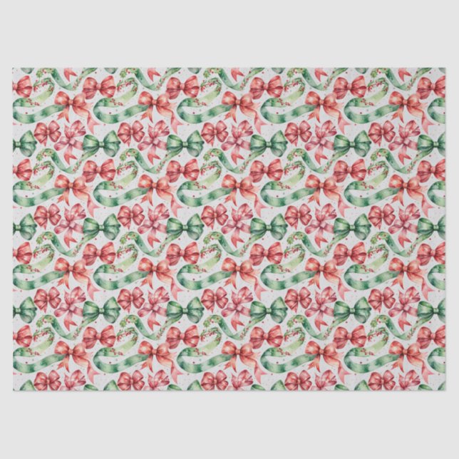 Festive Christmas Ribbon in Watercolor Tissue Paper (Front)
