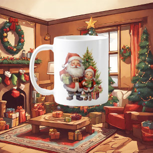 Festive Christmas Santa add monogram watercolor Coffee Mug
