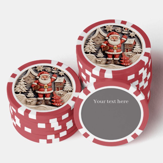 Festive Christmas Santa add text Poker Chips (Stack)