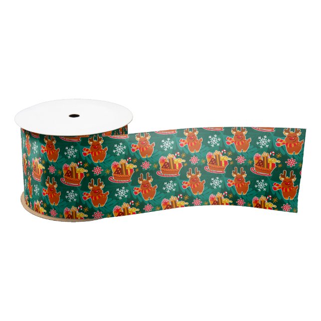 Festive Christmas Santa Cocoa Satin Ribbon (Spool)